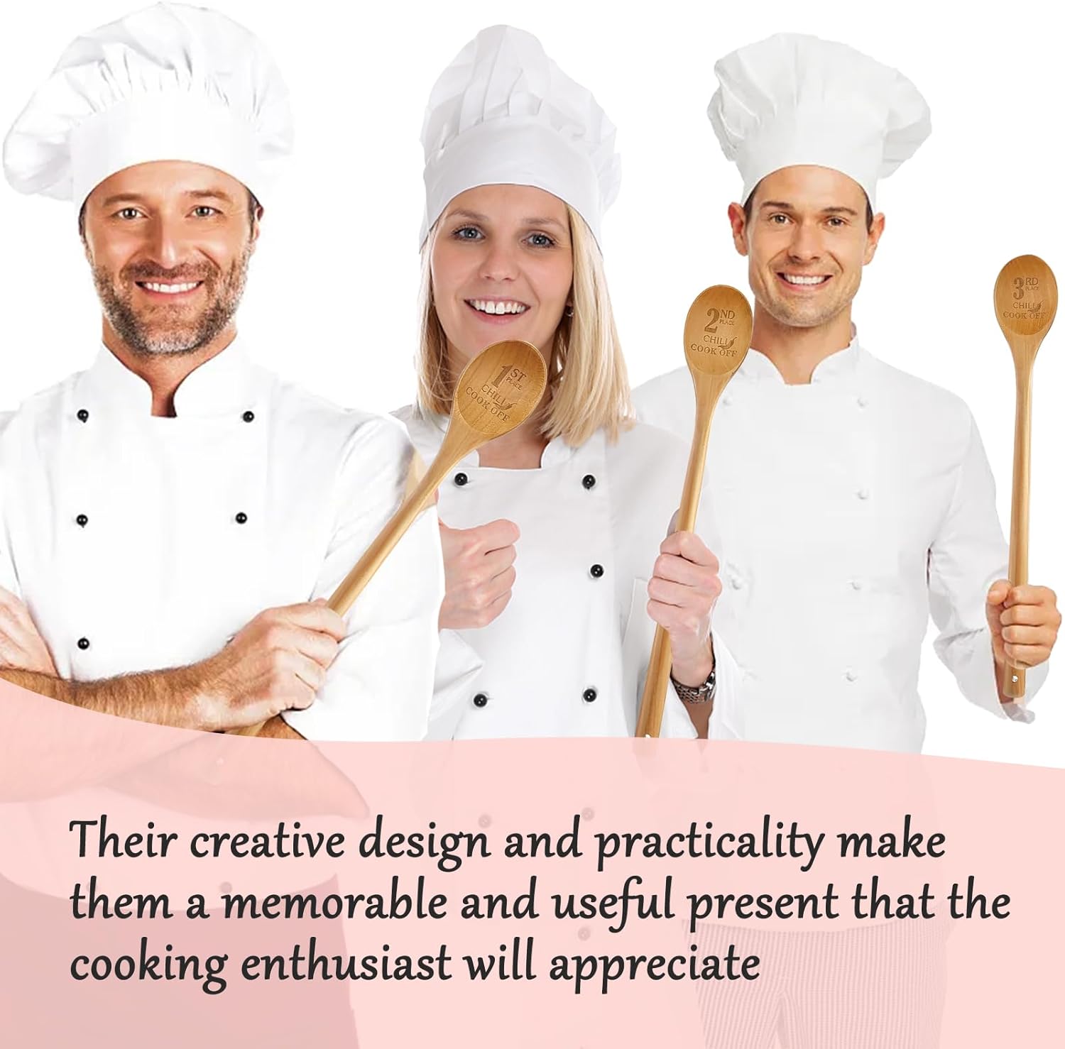 itechpanda 3 Pcs Chili Cook Off Wooden Spoon Golden Award Trophy Spoon Prizes Wooden Laser Engraved Wooden Spoon Spoon Chili Contest Serving Spoon Gift for 1st 2nd 3rd Cooking Competition Award - Image 4