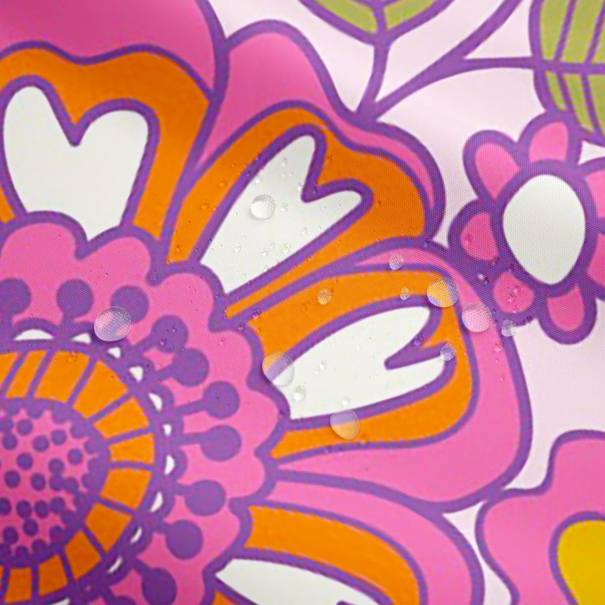Erosebridal Kids Retro 60S Floral Bathroom Curtain 72" Wx78 L,Kawaii Groovy Flower Power Shower Curtain for Teen Girls Room Cute Vintage Boho 70S Flowers Bath Curtain Colorful Blossom Curtain Sets
