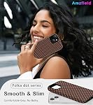 Pour iPhone 13/14 Cas mignon petite Polka Dot Esthétique Retro Design pour les femmes Filles Automne Simple Chic Girly Joli double couche Hybrid Protection Elégant boîtier de téléphone, brun
