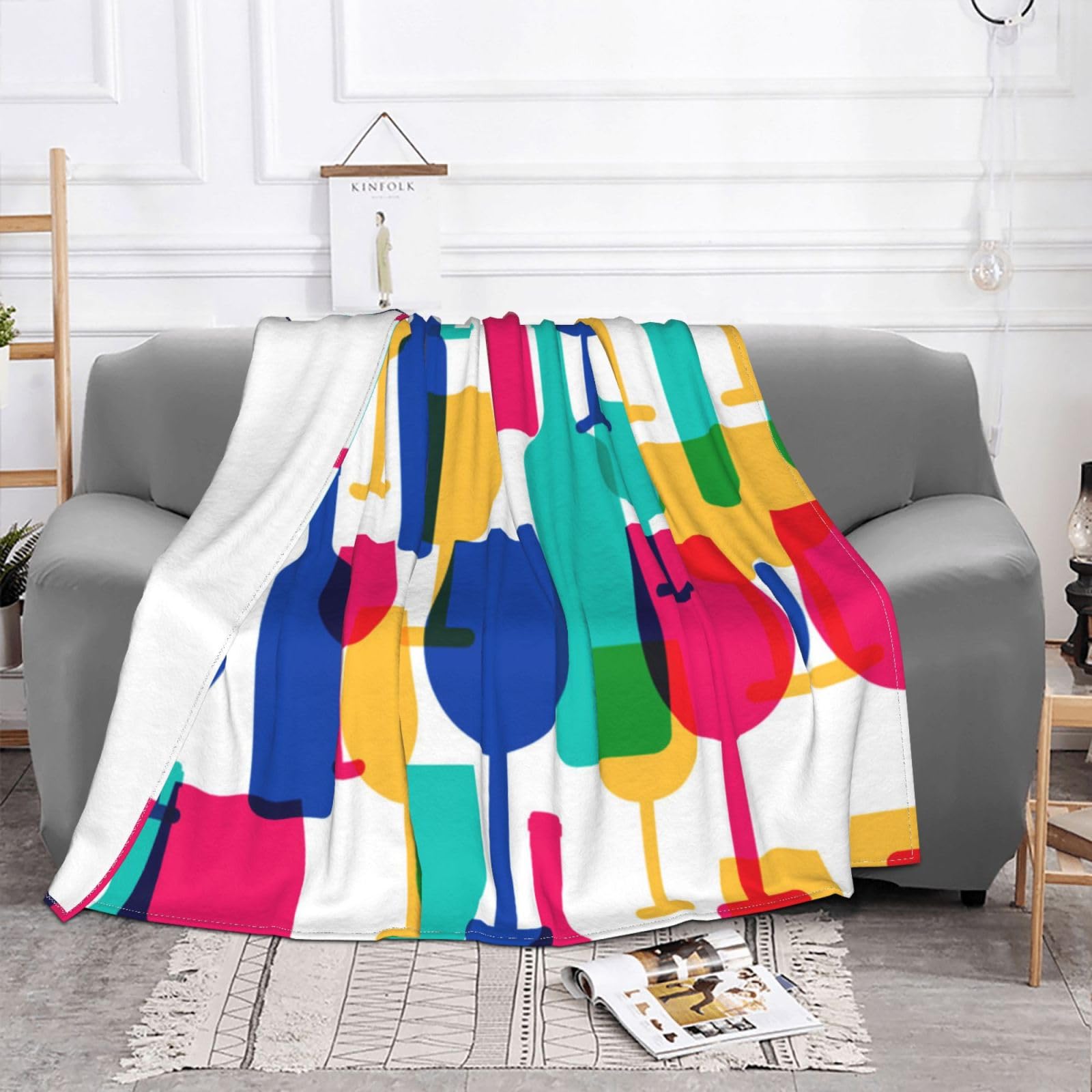 Couverture polaire imprimée cocktail pour vos soirées cocooning devant la télé