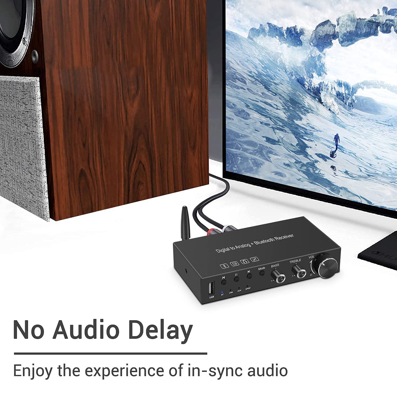 Convertidor digital a analógico USB 192KHz DAC con amplificador de auriculares integrado Bluetooth 5.0 receptor reproductor de música
