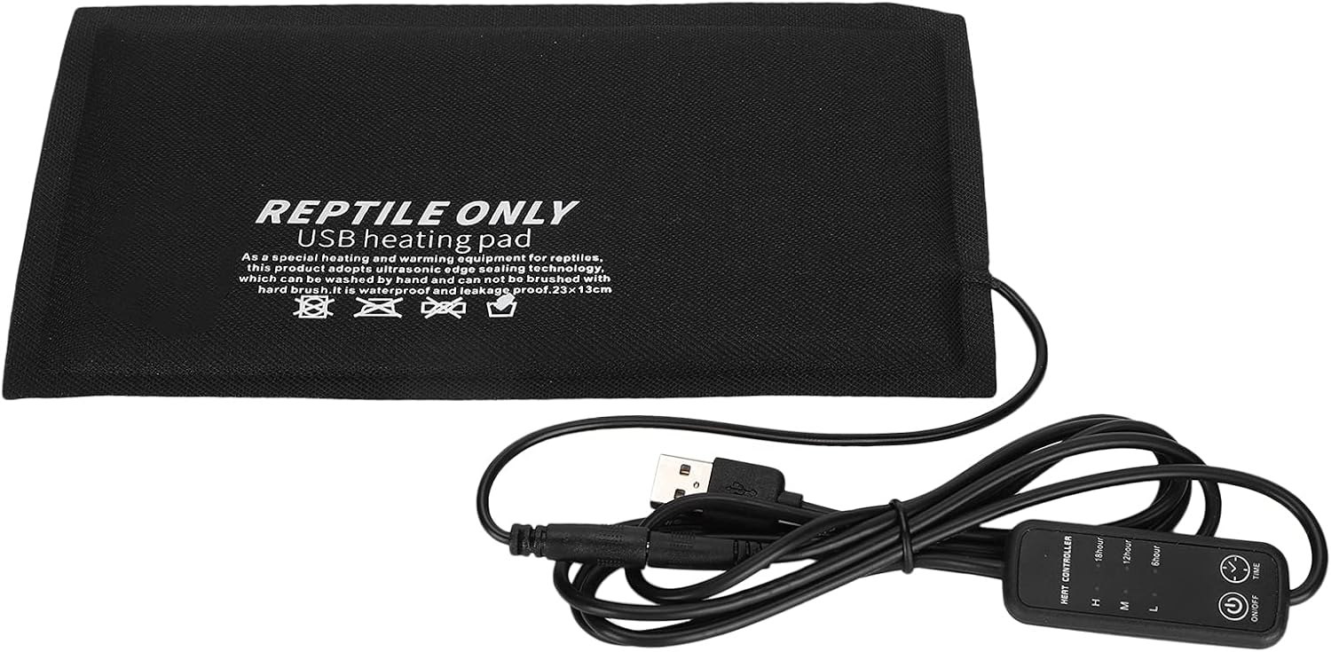 Alfombrilla Térmica para Reptiles, Control de Temperatura USB, Impermeable, Tamaño S