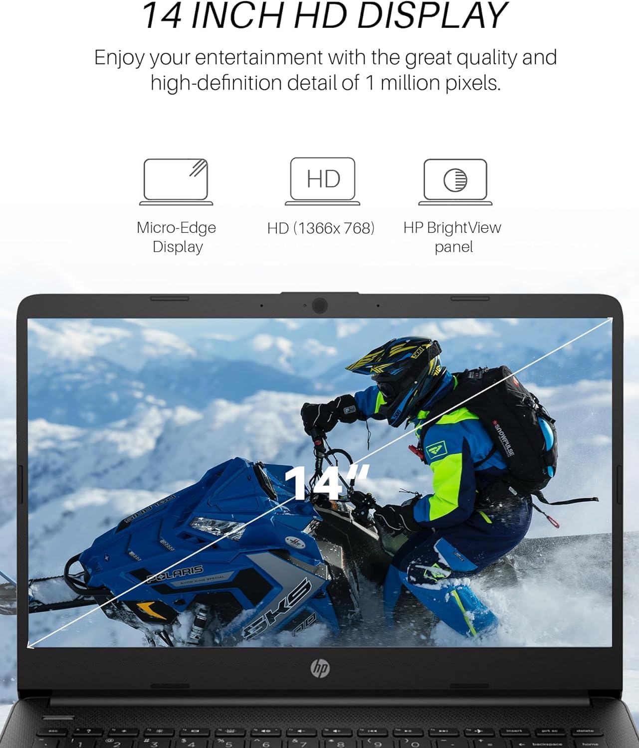 HP 14 Inch Laptop Student Business, Intel Dual-Core N4120, 16 GB RAM, 384 GB Storage(128GB eMMC+256GB MSD), Webcam, HDMI, WiFi, 1-Year Office 365 & Windows 11 Pro, w/Accessories