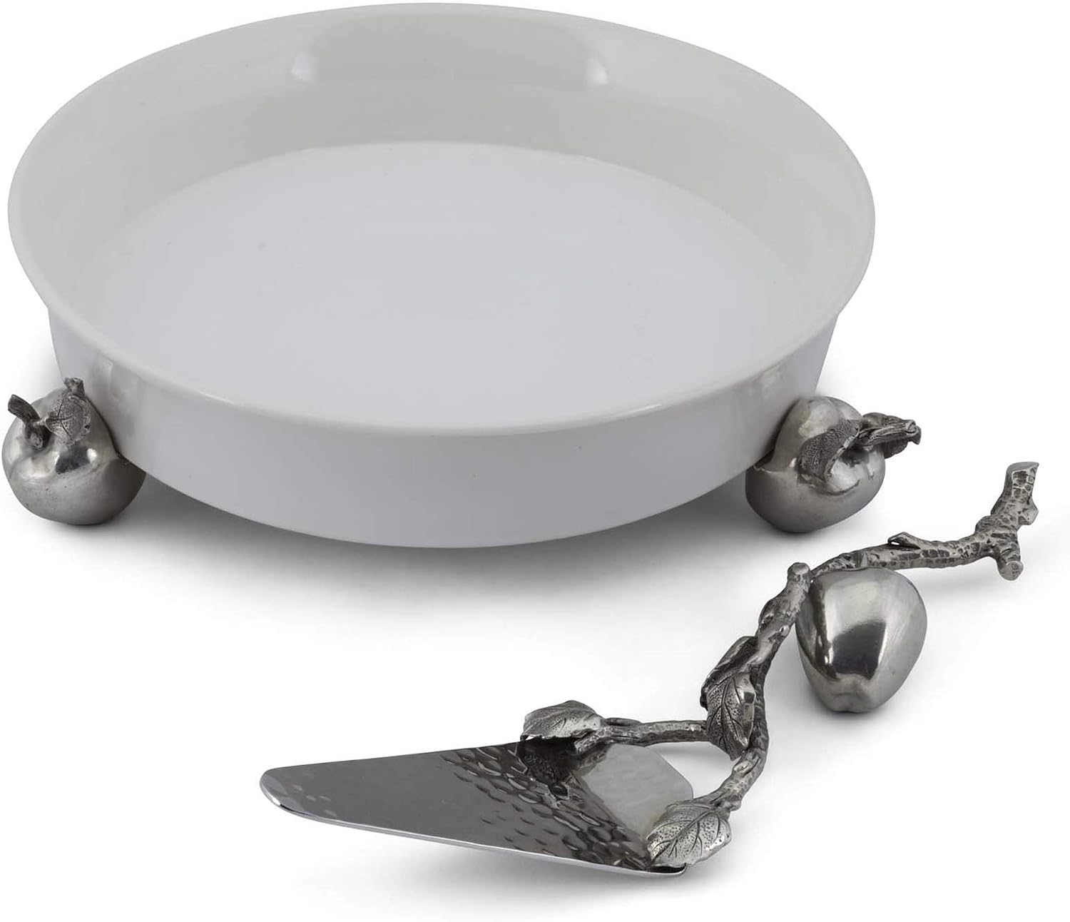 Vagabond House Pewter Apple Handle Stainless Pie Server Cake Cutter, Pizza Tart Dessert Server 12 inch Long