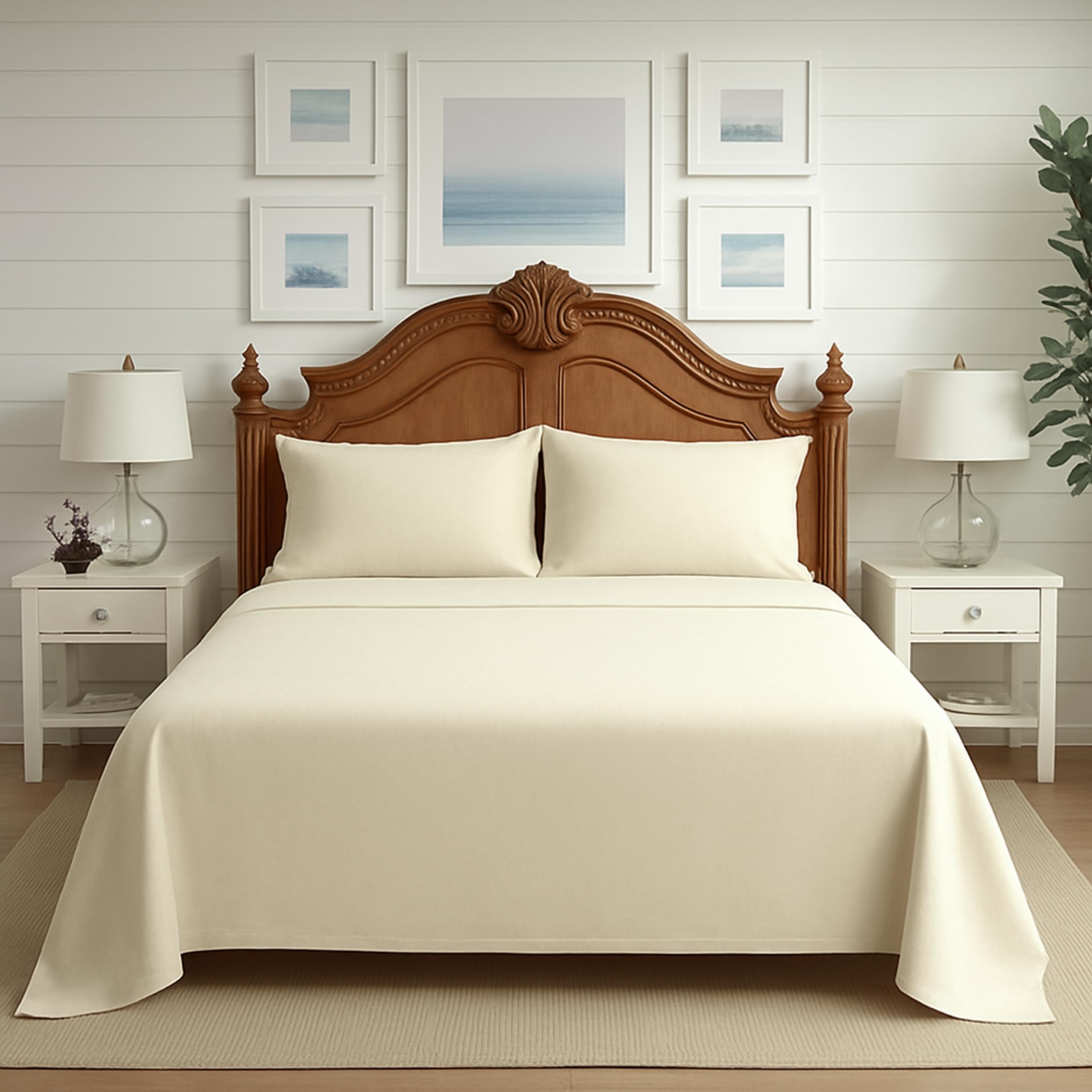 Premium Polycotton Easy Care Flat Sheet – Soft, Durable & Breathable Bed Sheets for Everyday Comfort (Cream, Single (178cm x 254cm))