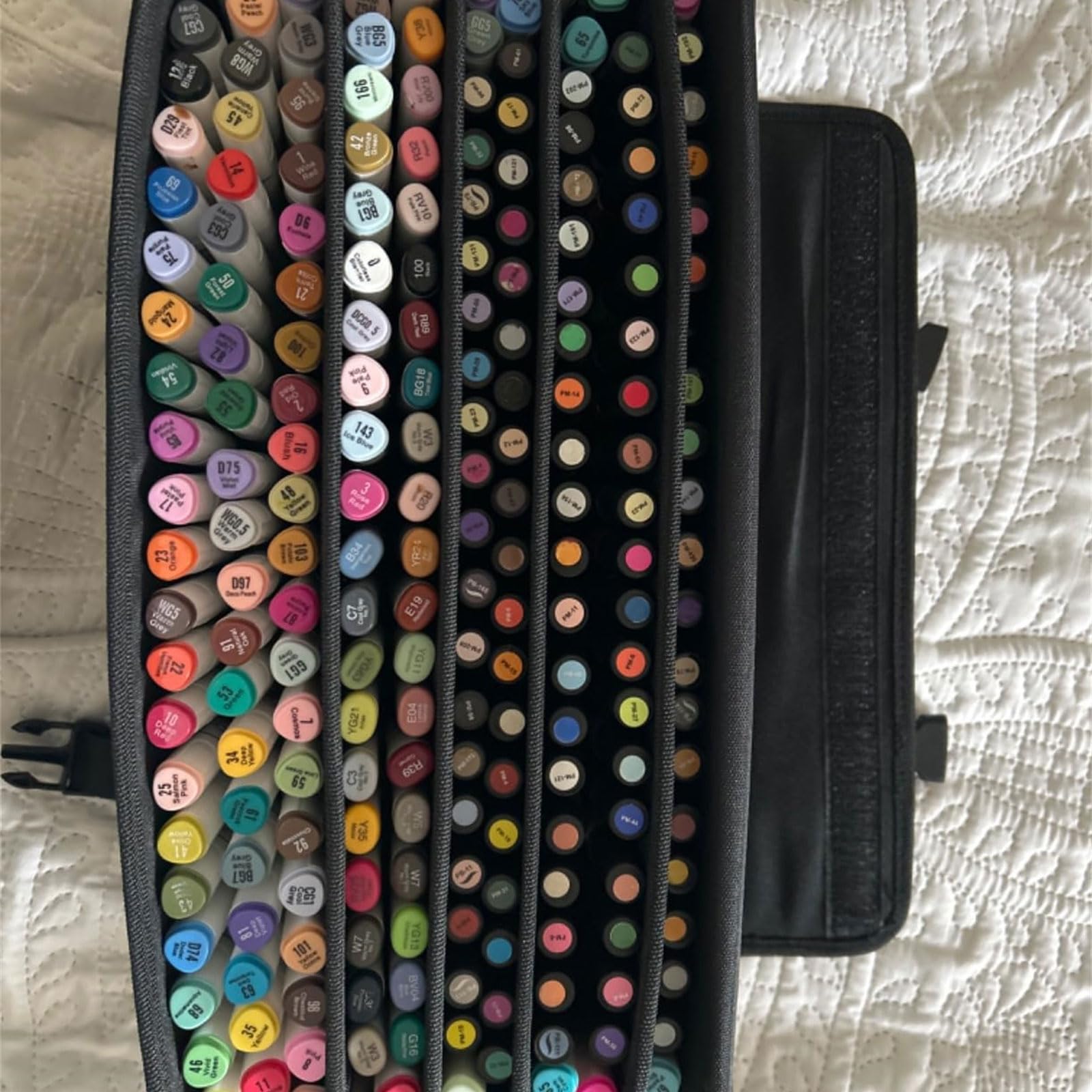 Marker Organizer Etui für 120 Marker Marker Aufbewahrungstasche Kunst Stift Tragetasche mit Schulter und Griff Gurt Stifteetui