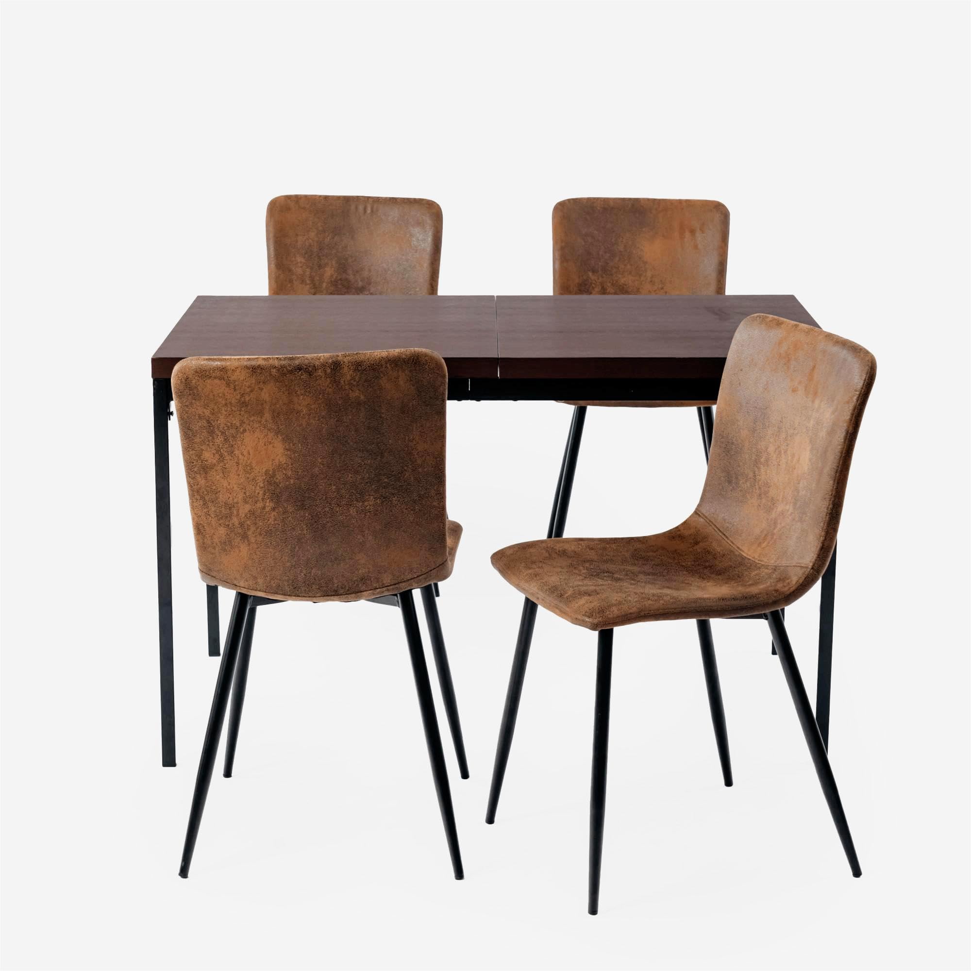 FurnitureR 4 PCS Chaises de Salles de Réunion en Marron Suède, Dossier Ergonomique Rectangulaire, Design Contemporain, Matériau en Métal Durable, pour Bureau ou Maison, Élégance et Confort