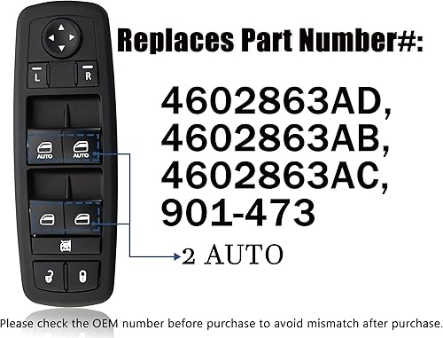 Miniatura 5 de ZLC-ZAMXY Interruptor de ventana de control maestro de potencia del lado del conductor compatible con Dodge Ram 1500 2500 3500, Ram 1500 2500 3500