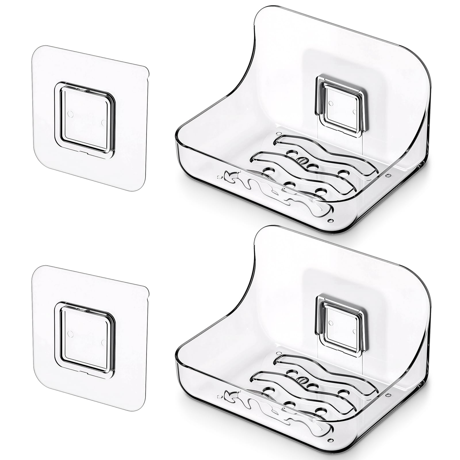 Eldraqth Soap Dish Holder Wall Mounted Soap Dish for Shower 2 Pack