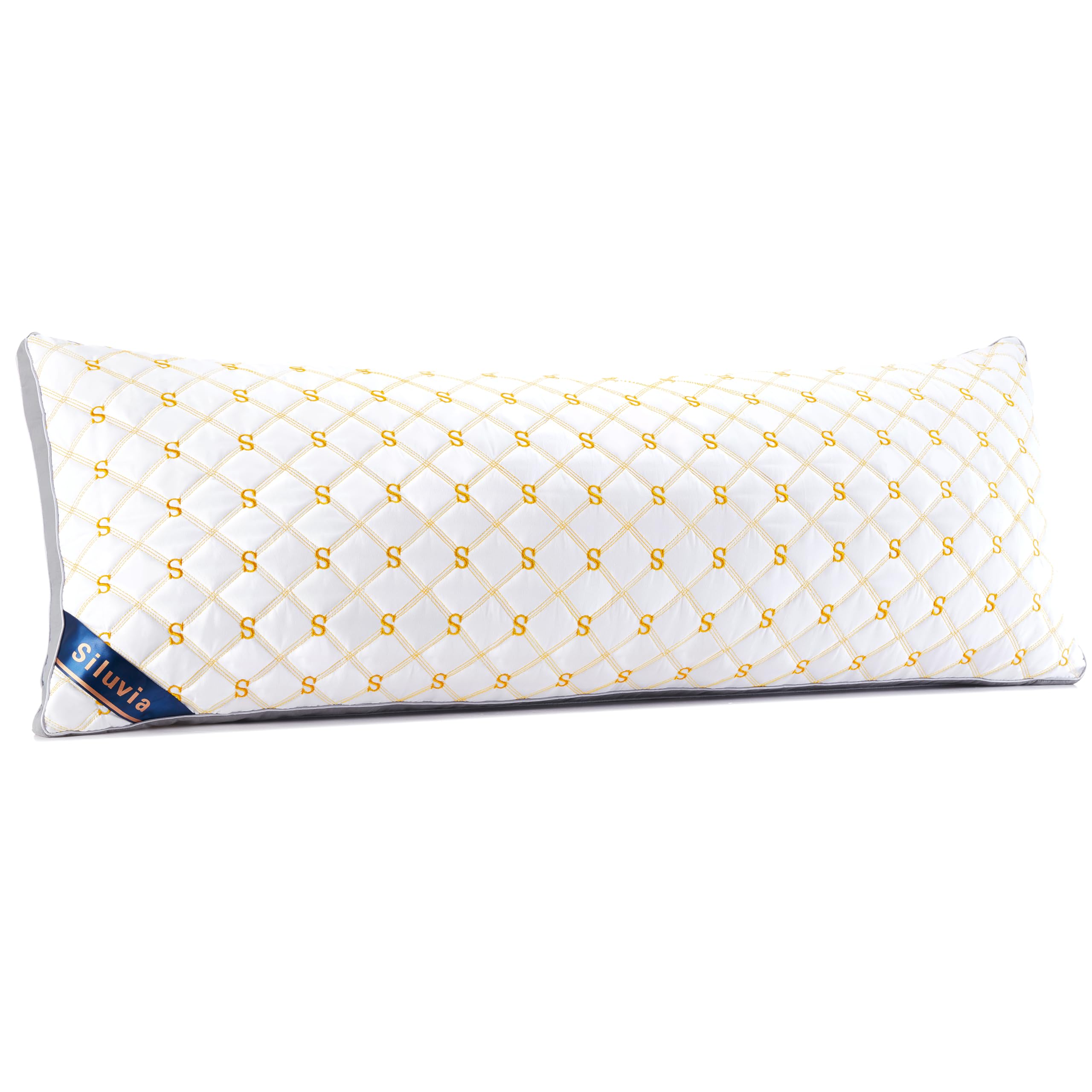 Siluvia Full Body Pillow for Adults-Premium Adjustable Loft Quilted Body Pillows Fluffy Body Pillow Quality Plush Pillow Down Alternative Long Bed Pillow