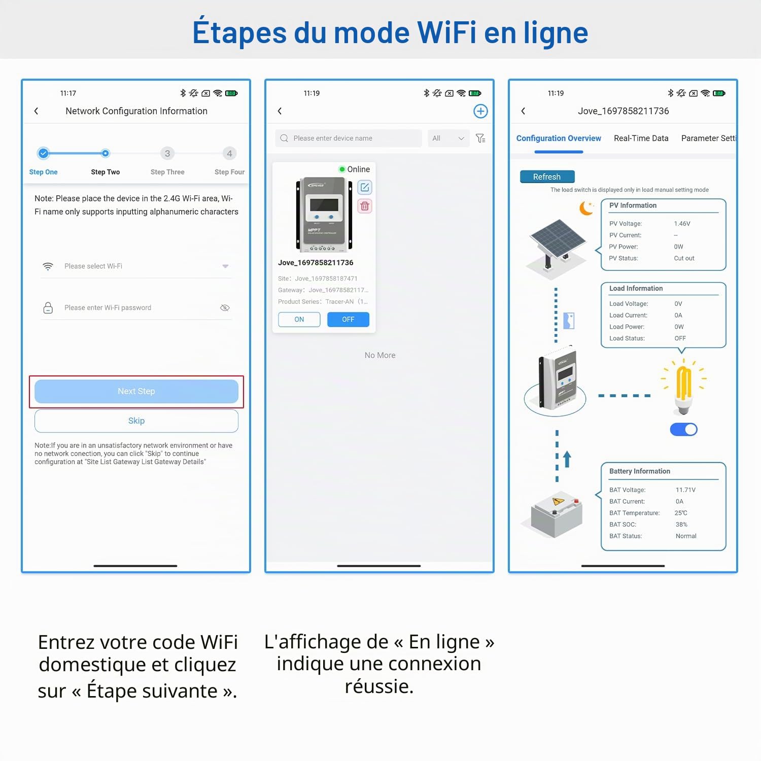 EPEVER Module WiFi 2,4 G RJ45 D pour contrôleur de charge solaire MPPT pour surveiller et modifier les paramètres par application mobile (EPEVER-WiFi-2.4G-RJ45-D)