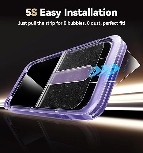 Miniatura 6 de Protector de pantalla de privacidad de vidrio 9H+ para iPhone 15 Pro Max [Protección confiable de privacidad de 25°] [Vidrio templado inastillable