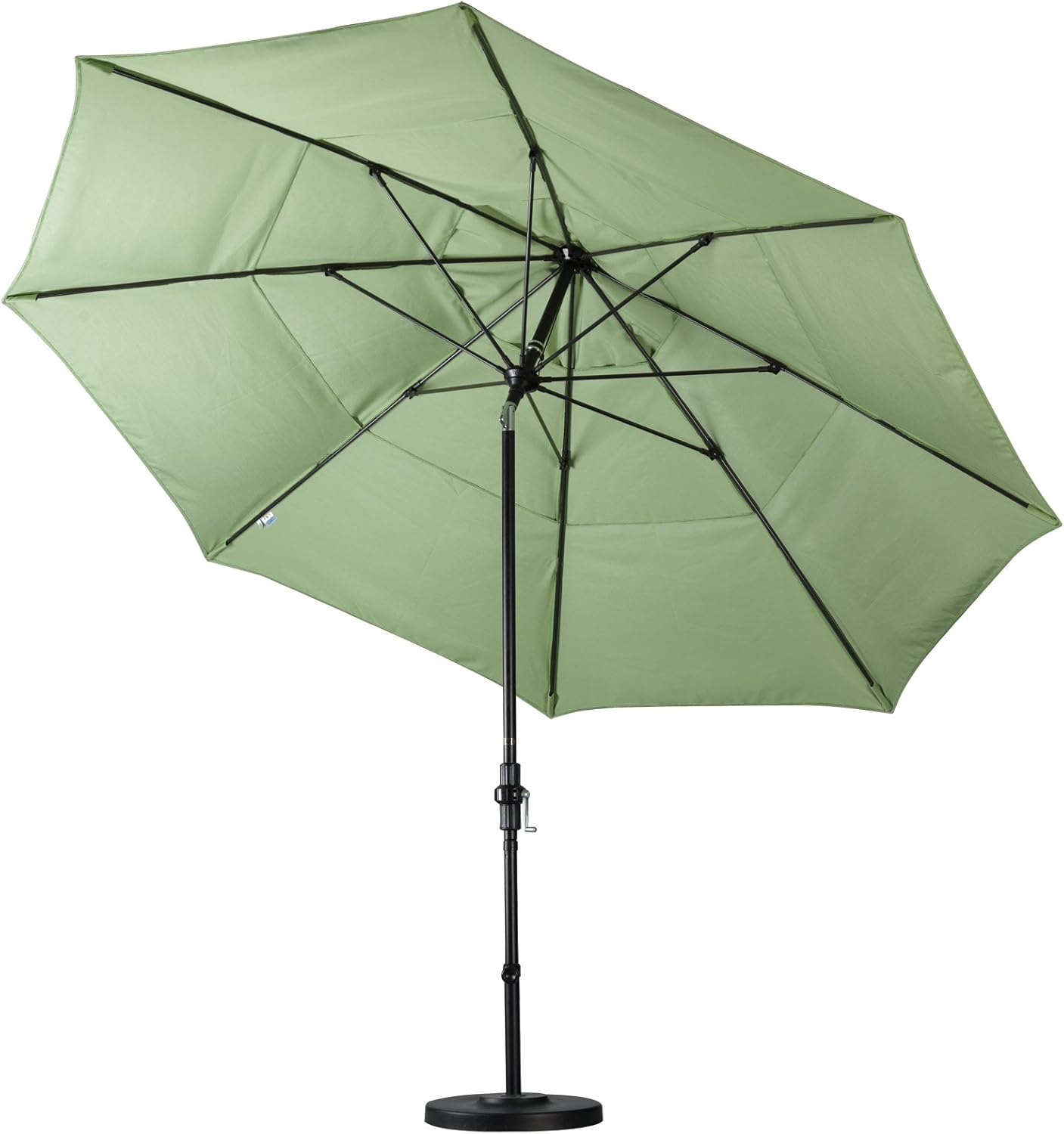 California Umbrella 11' Round Aluminum Pole Fiberglass Rib Market Umbrella, Crank Lift, Collar Tilt, Black Pole, Navy (GSCUF118705-5439-DWV)