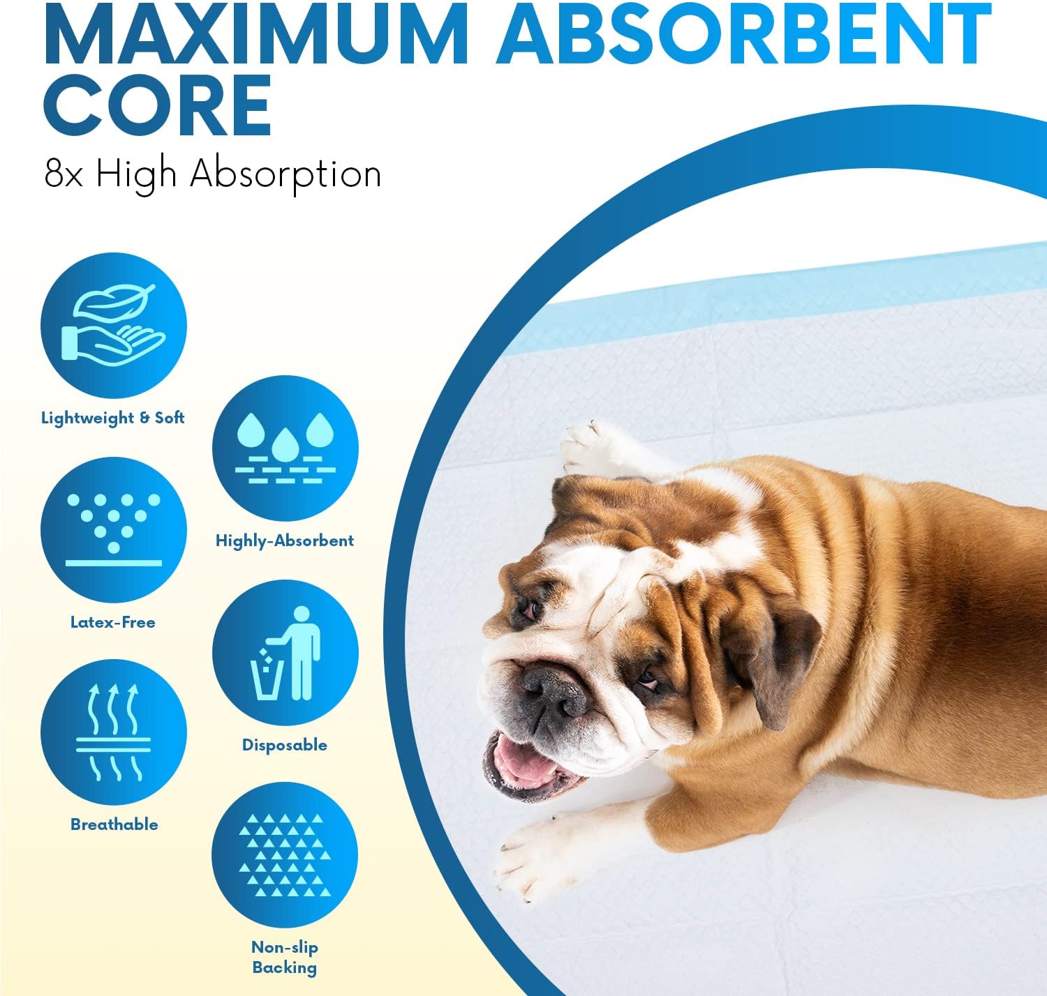 Healqu Disposable Puppy Pads Pet Training Pads - 5 Layers Quick Drying, Leakproof, Absorbent Pads - Small to Extra Large Attractant Puppy Training Pads for Rabbits, Cats, Dog Housebreaking Supplies