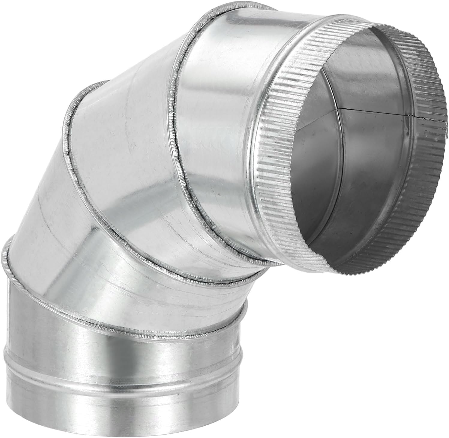 PATIKIL 8" OD 90 Degree Elbow Duct Pipe Connector, HVAC Ventilation Chimney Flue Tube Connector Galvanized Iron Adapter Crimped for Vent Exhaust Stovepipe