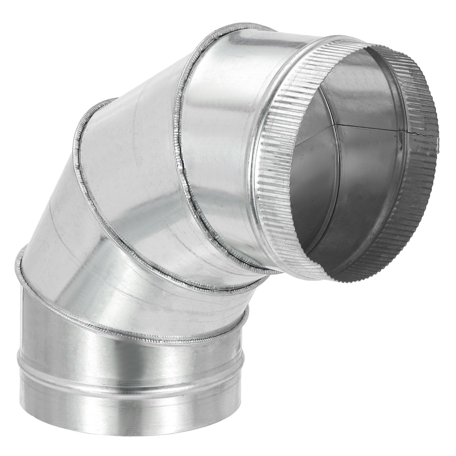 PATIKIL 7 90 Codo De Conducto De Pulgadas De Diámetro Exterior A Grados, Conector De Tubo De Chimenea De Ventilación HVAC Adaptador De Hierro Galvanizado Con Extremo Engarzado Para Escape
