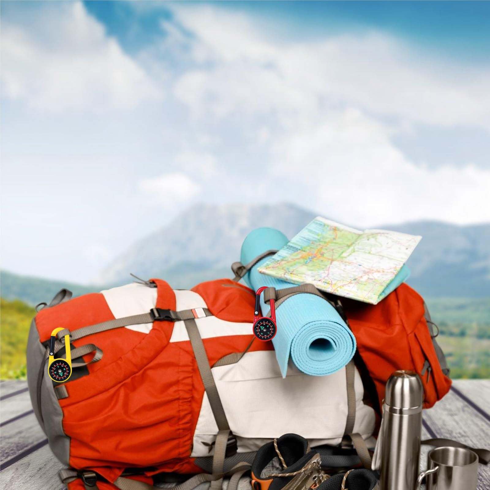 GOMETY Lot De 24 Mini Boussoles Colorées Avec Mousqueton, Porte-clé Avec Boussole Et Mousqueton, Porte-clés Multifonction, Portable, Pour L'extérieur, Le Camping, La Randonnée, Les Voyages (couleur