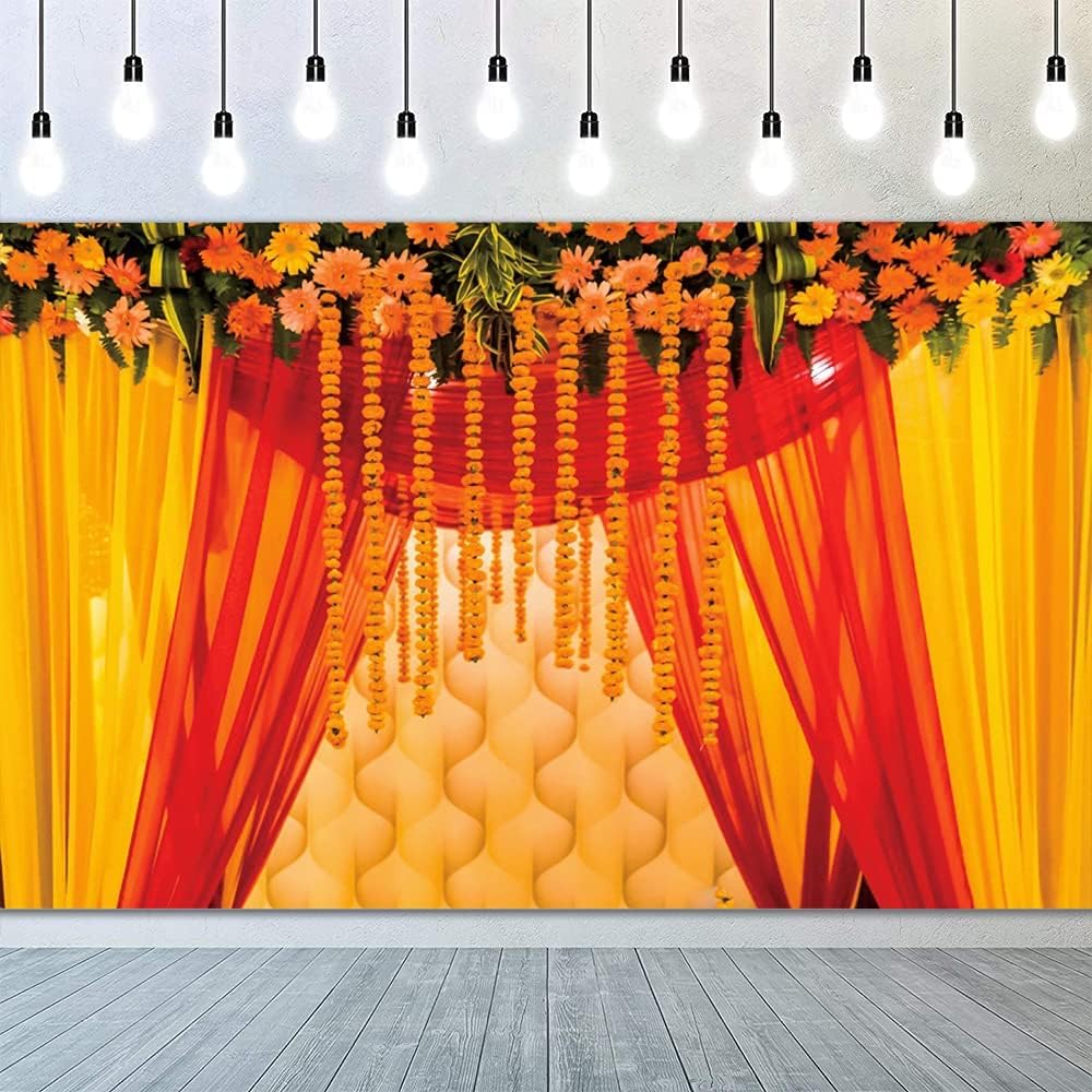 Macrame Wedding Backdrop Indian Marriage Decoration Red Curtain Flowers Background Sweetheart Engagement Photography Couples Trip Celebration Photos Artistic Photoshoot Prop 7x5ft