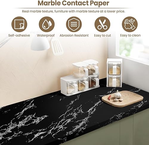 Miniatura 113 de practicalWs Papel tapiz de mármol para despegar y pegar de 15.7 x 236.2 pulgadas, papel de contacto de mármol para armarios y cajones, papel