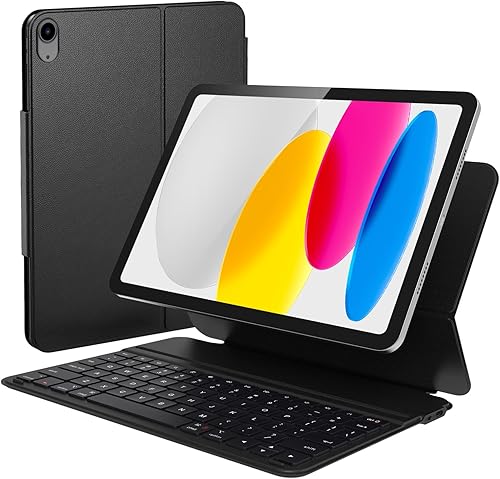 Funda para iPad de 11ª (A16, 2025)/10ª generación con teclado, funda magnética desmontable para teclado Bluetooth inalámbrico para iPad de 10.9