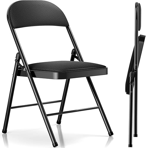 Miniatura 18 de Sillas Plegables con Asientos Acolchados - Paquete de 4 Sillas Plegables Acolchadas con Marco de Acero para el Hogar y la Oficina, Eventos en