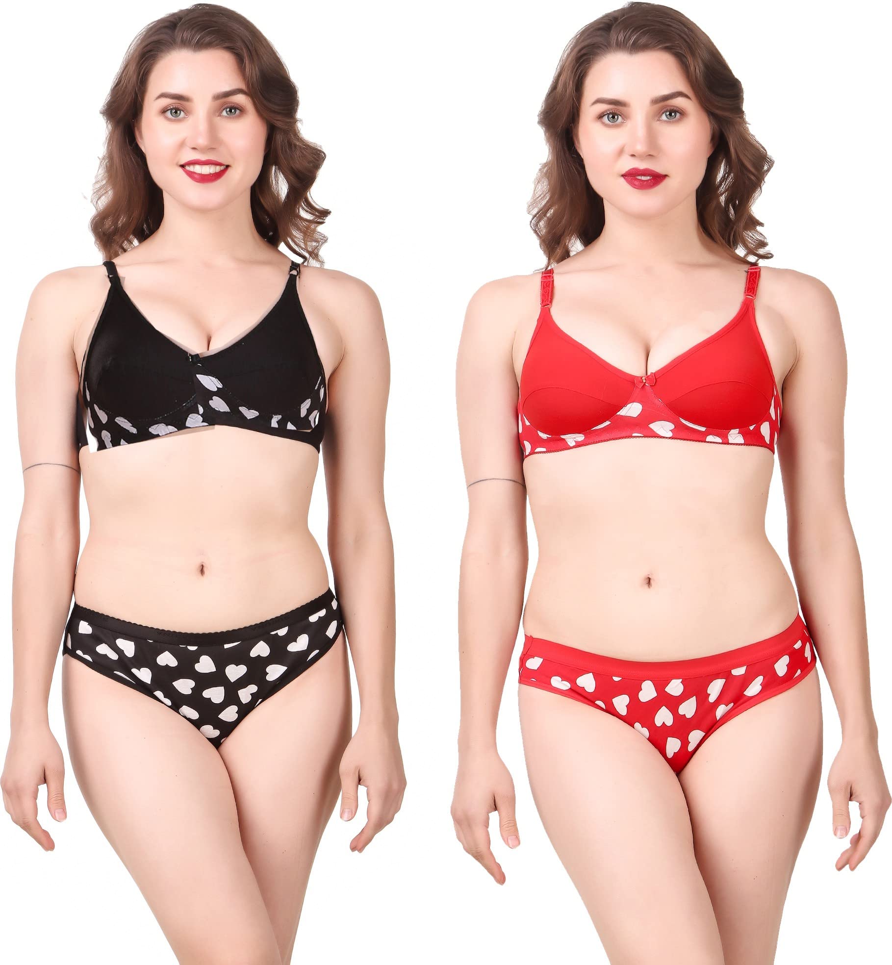 Women Stylish Cotton Bra and Underwear Set (DIL Sets_RedBlack_30pt)-picture-46