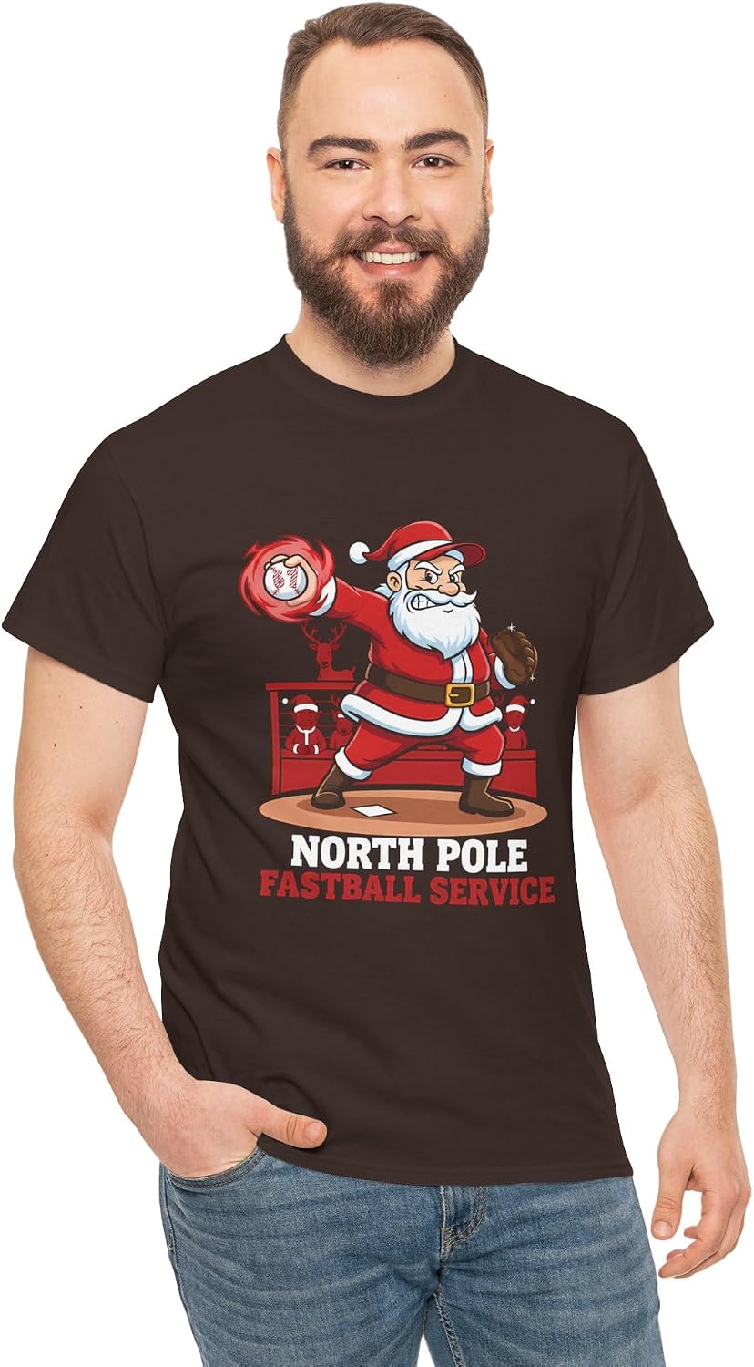 North Pole Fastball Service 6 7 Meme Funny Christmas Baseball Santa Claus Pitcher Dark Chocolate