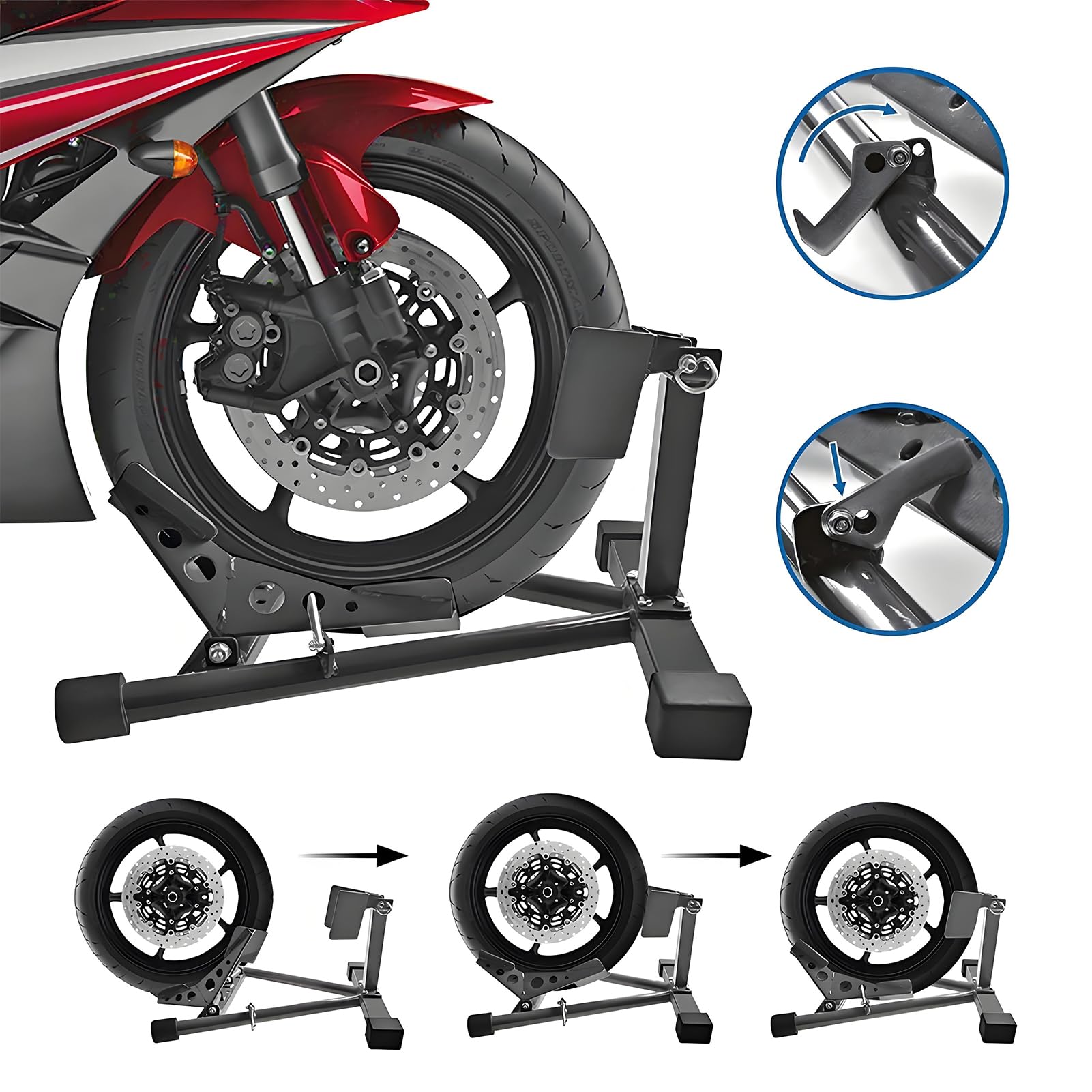 Cavalletto per moto, bilanciere per moto, colore nero