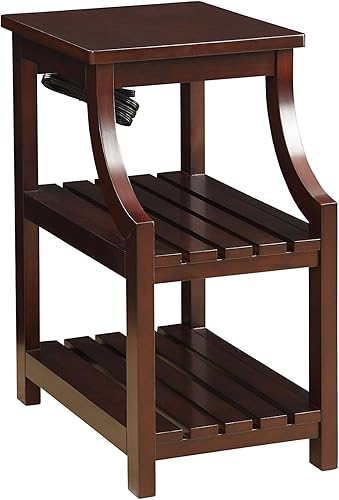 Acme Wasaki - Mesa auxiliar de madera con 2 estantes en color espresso