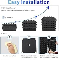 Vista 9 de Focusound Paquete de 36 paneles de espuma acústica piramidal, paneles de espuma acústica de 12 x 12 x 2 pulgadas con paneles autoadhesivos