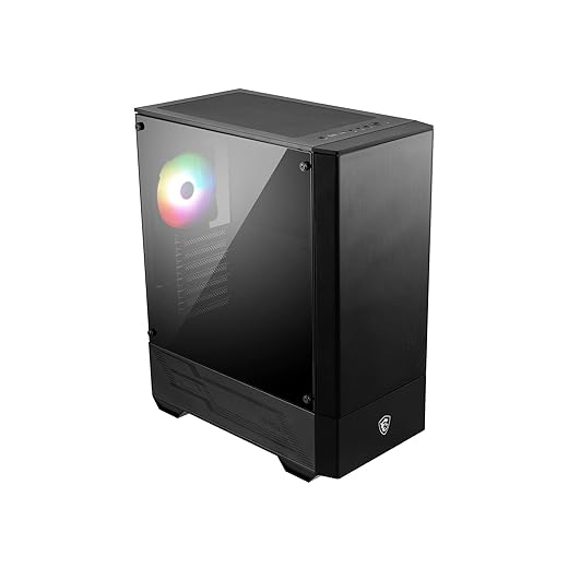 MSI MAG Forge 110R Medium Tower Gaming Case Black, 1x 120mm ARGB Fan, Tempered Glass Side Panel, ATX, mATX, Mini-ITX