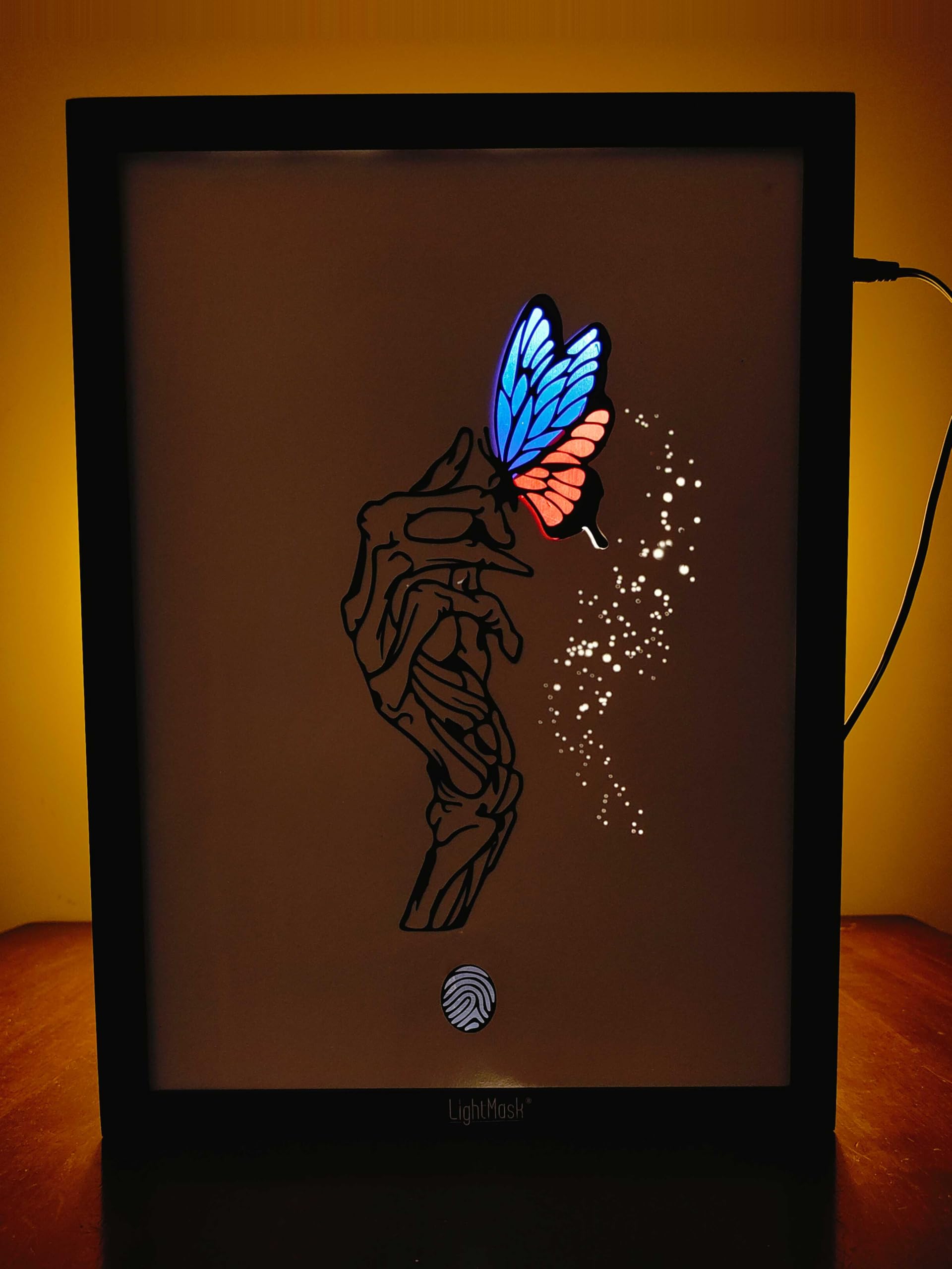 LightMask - Beyond Imagination Butterfly Shadow Box | 11.6x15.6 Inch LED Light-Up Wall Art – Colorful Butterfly in Illuminated Black Frame, Elegant Home & Bedroom Decor, Gift for Nature Lovers