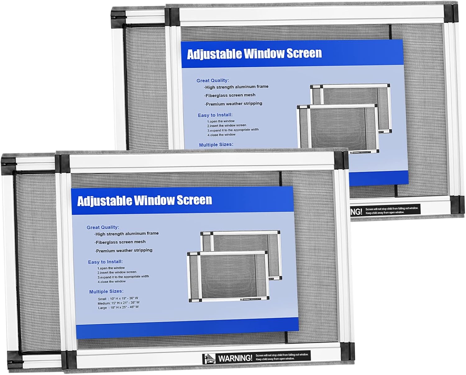 Yoochee Expandable Window Screen, 2 Pack Adjustable Window Screen (10