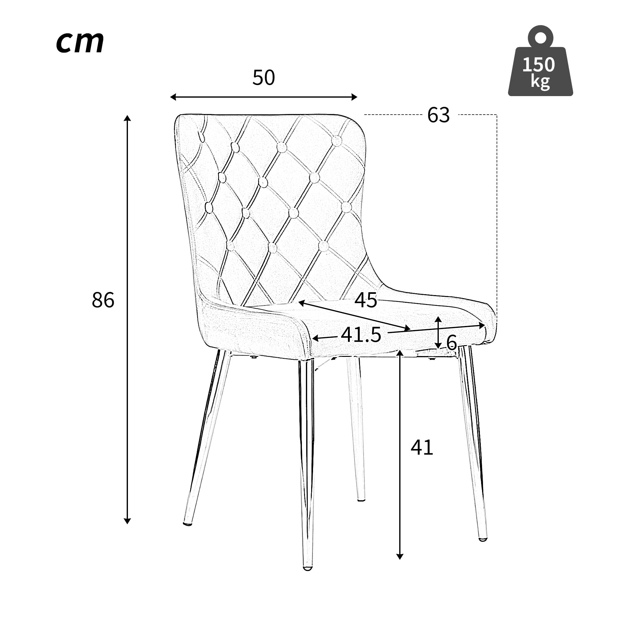 YESGIGA Sillas de comedor con respaldo, Silla de cocina con tapicería de terciopelo Silla acolchada de metal, Silla ergonómica, patas de hierro plateadas (2, gris oscuro B)