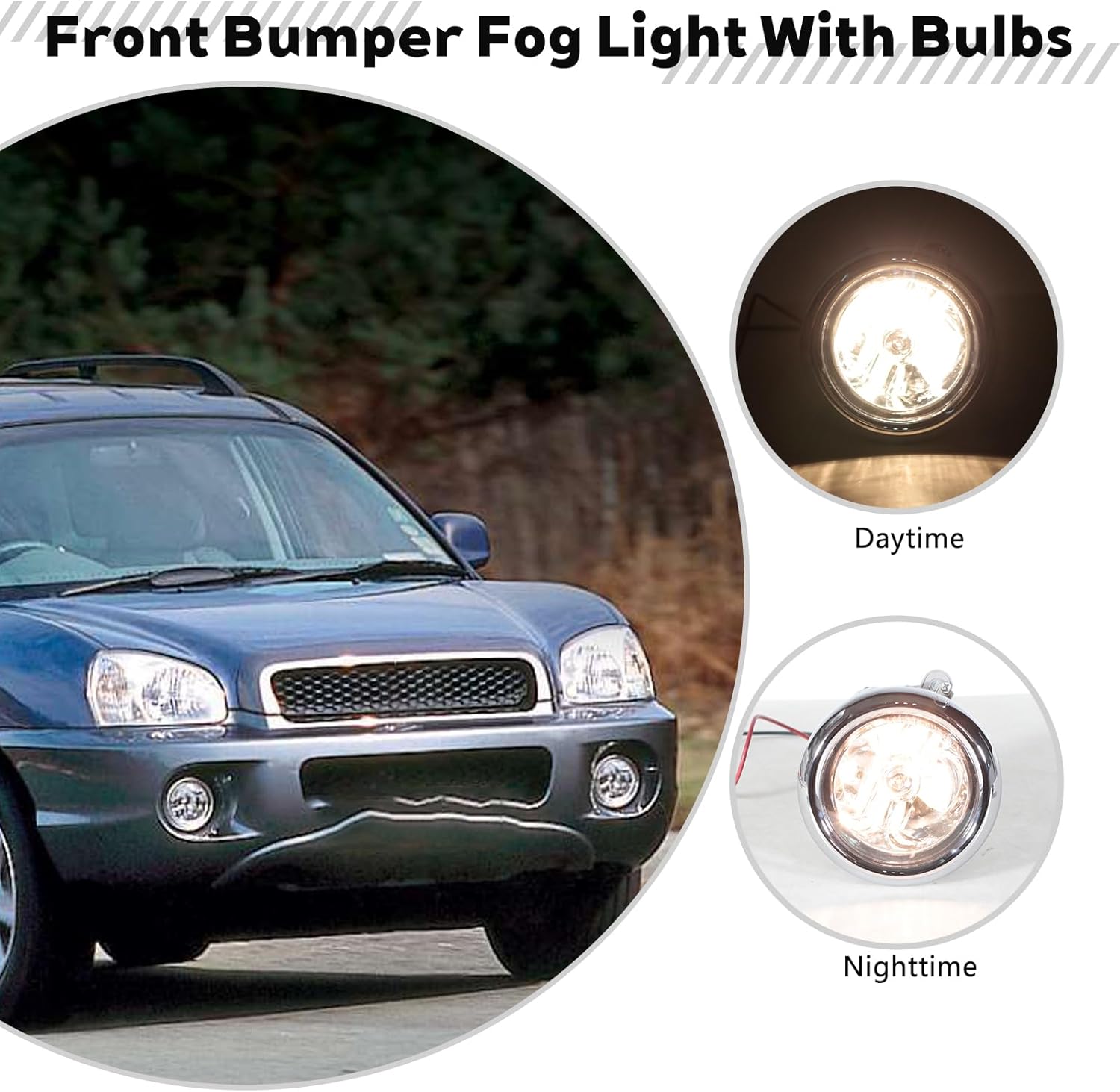 Front Bumper Fog Light For Hyundai Santa Fe 2001-2006 Foglight Headlight With Bulbs 9220126000 9220126001 Left&Right