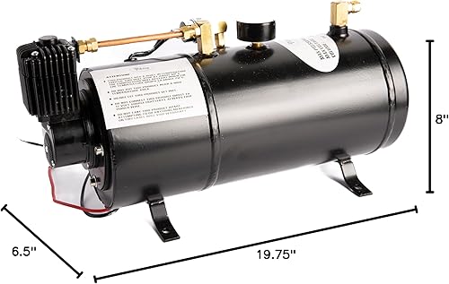Miniatura 7 de Viking Horns, Compresor de aire de 150 PSI + kit de tanque de aire de un galón. Tipo universal, para bocinas de aire de tren que requieren un