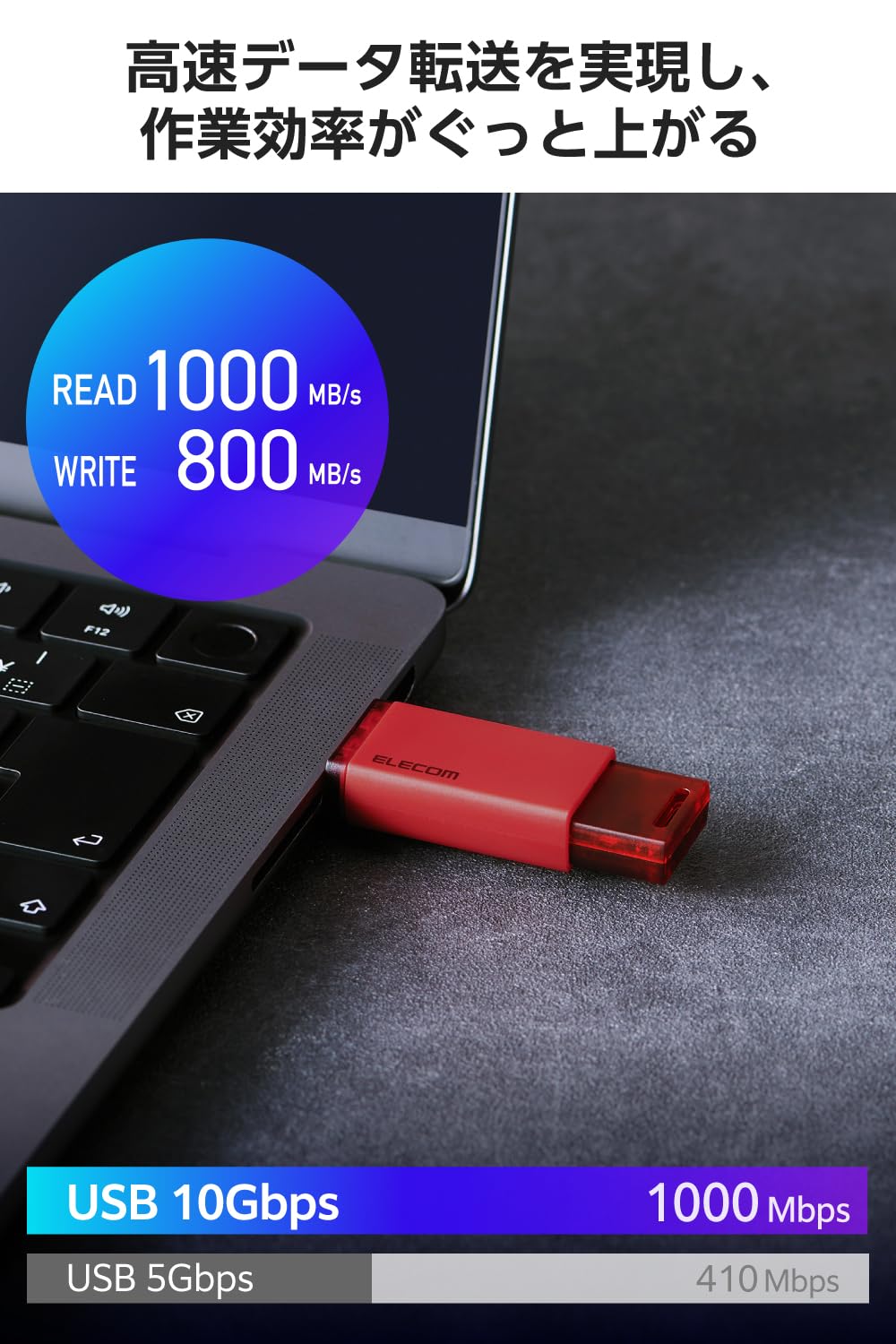 Amazon | エレコム 外付けSSD USB10Gbps対応 ノック式 自動シャッター