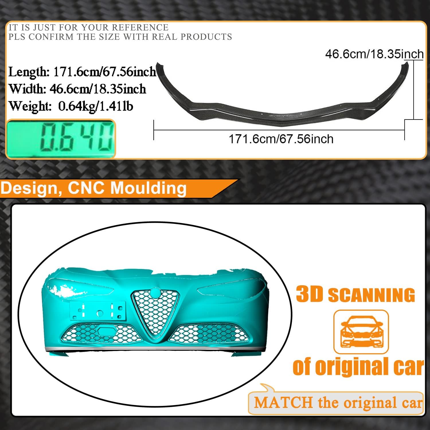 Carbon Fiber Front Lip for Alfa Romeo Giulia Base Sedan 4-Door 2015-2021 Front Chin Spoiler Bumper Splitter Protector Air Dam Factory Outlet
