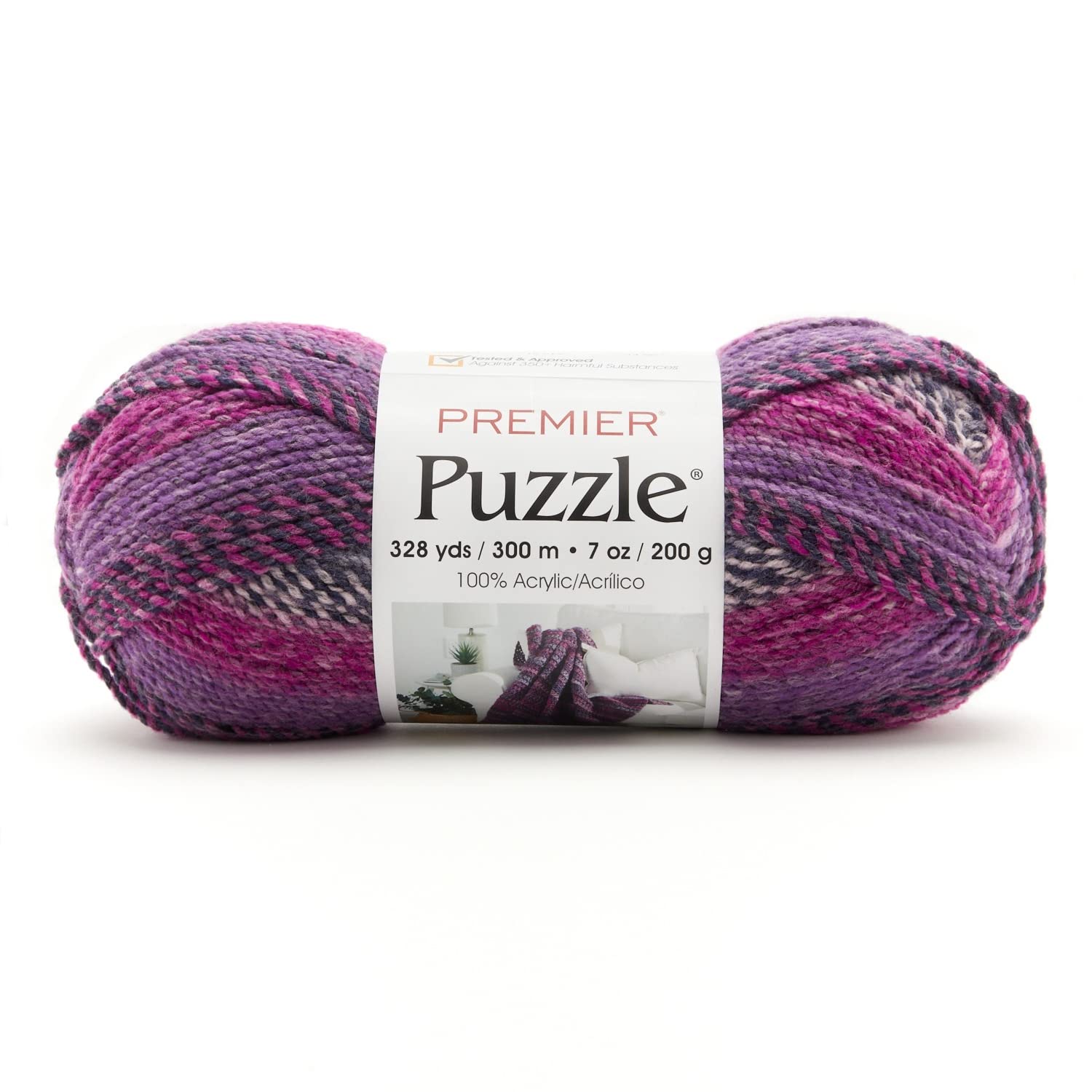 Premier Yarns Puzzle Yarn, Made of Acrylic, Ideal Knitting and Crochet Supplies, Machine Washable, Bulky Weight, Color Hide and Seek, 7 Ounce, 328