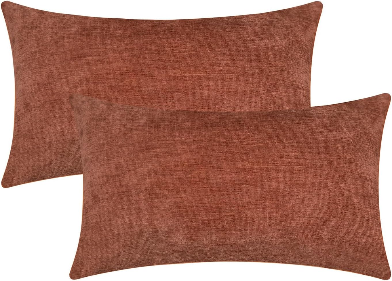 Jeneoo Terracotta Decorative Throw Pillow Covers Soft Chenille Comfy Lumbar Couch Cushion Cases for Living Room Sofa Decor (Set of 2, 12 x 20 Inches)