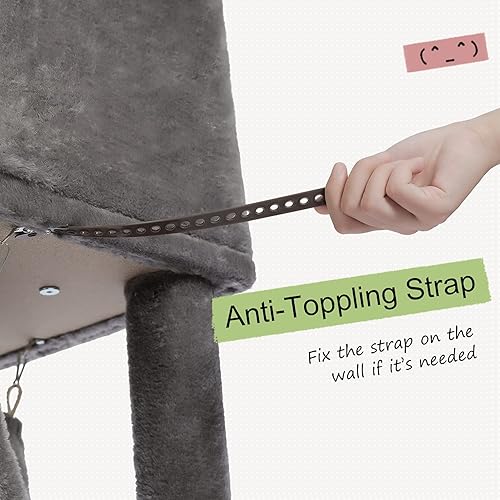 Miniatura 50 de PEQULTI Árbol de gato de 53 pulgadas para gatos de interior, condominio grande, postes rascadores de sisal, hamaca y perca, diseño de cactus fresco