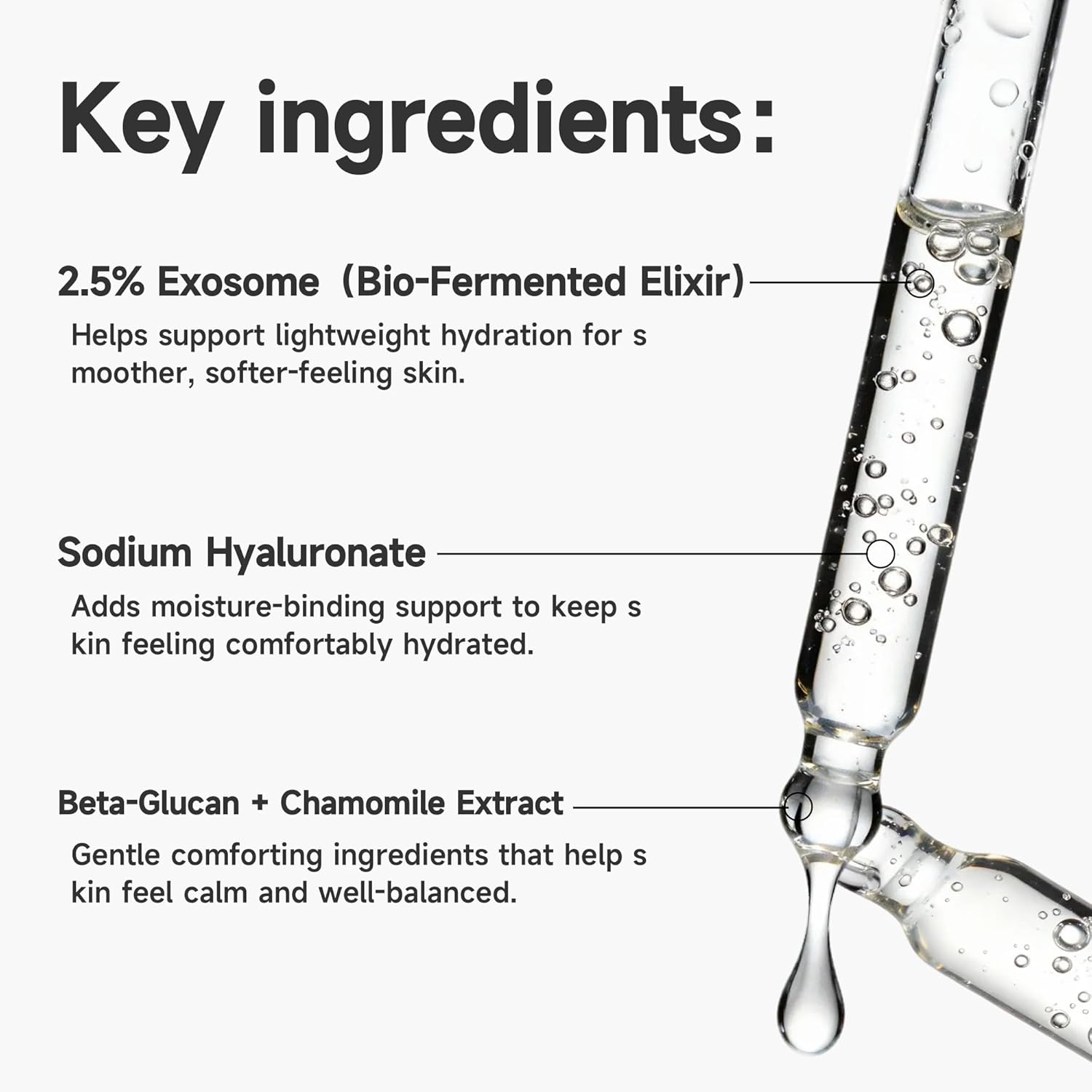 Exosomes Serum 2.5% Bio-Fermented Elixir & Sodium Hyaluronate - Lightweight Hydrating Serum for Smooth, Soft-Feeling Skin - Suitable for All Skin Types (Tired, Dull, Dry, Sensitive) - 1 Fl Oz - Image 2