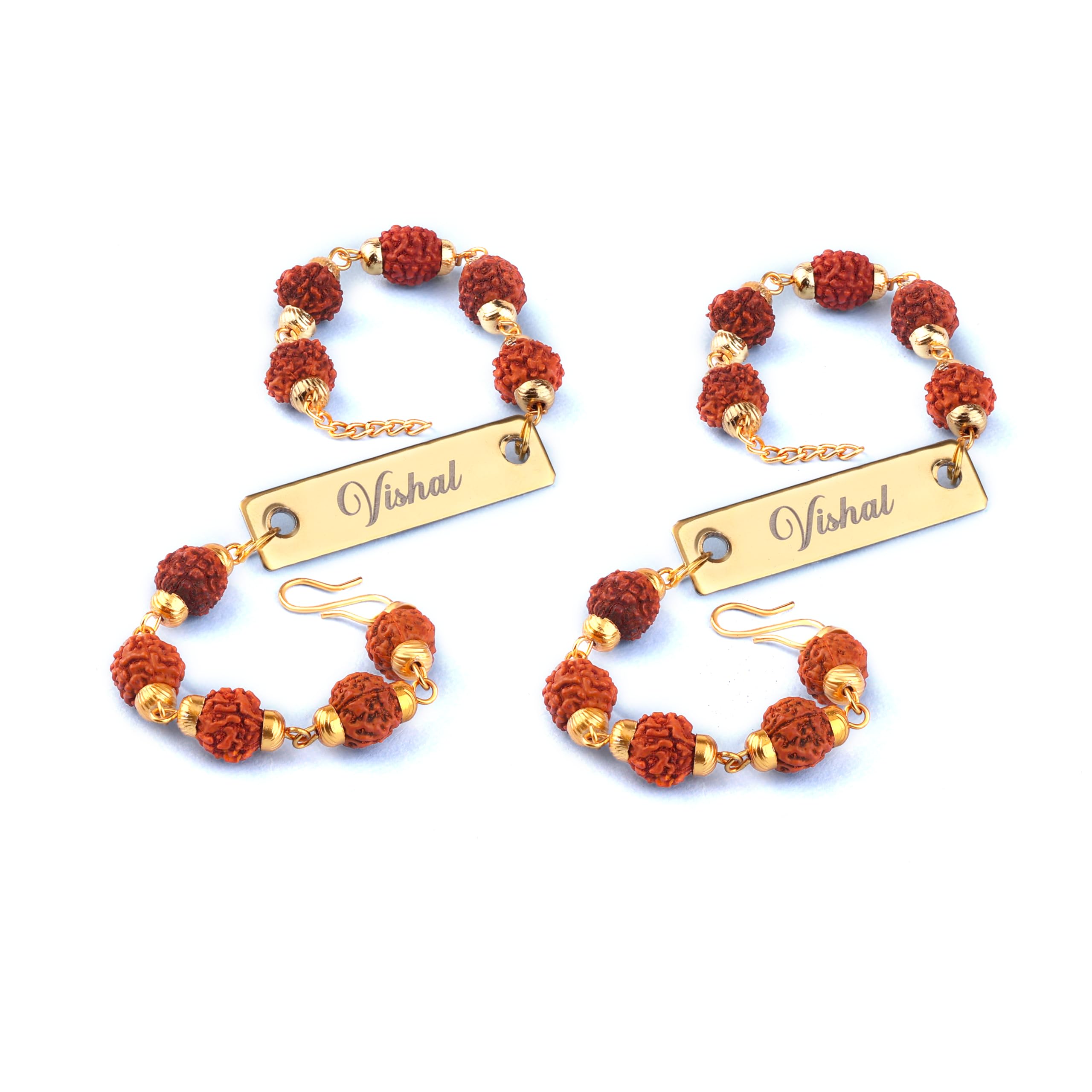 Innovative Gifts Personalized Rakhi For Brother | Name Bracelet For Bhaiya | Stylish and Trendy | Customized Artificial Rudraksh Rakhis For Brothers [ PACK OF 2]