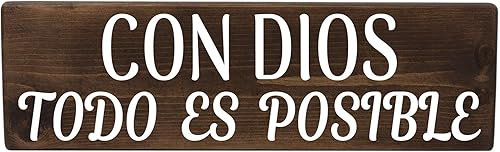 Placa de madera con Dios TODO ES POSIBLE With God Everything Is Possible Español para decoración de madera auténtica regalo para el día de Navidad