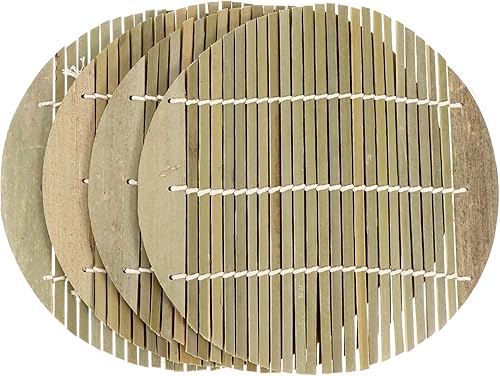 Hemoton Juego de 4 alfombrillas para sushi de bambú, redondas, antiadherentes, para sushi, para hacer sushi, para el hogar, cocina, bricolaje