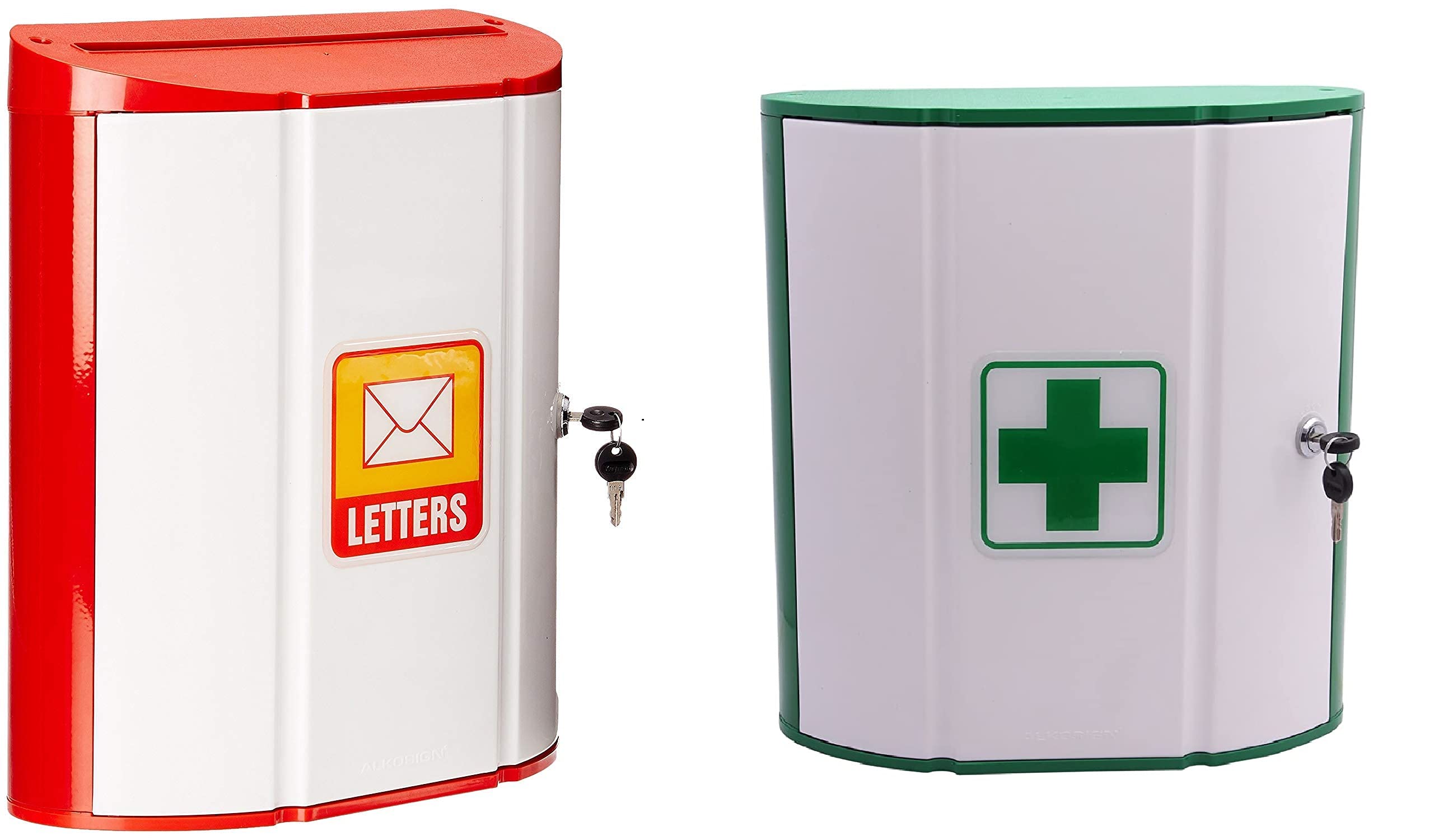 ALKOSIGN Mountable Plastic Wall Mount Mail Box/Letter Box with Lock and Key for gate, Medium, White and First AID Box Combo-image-3