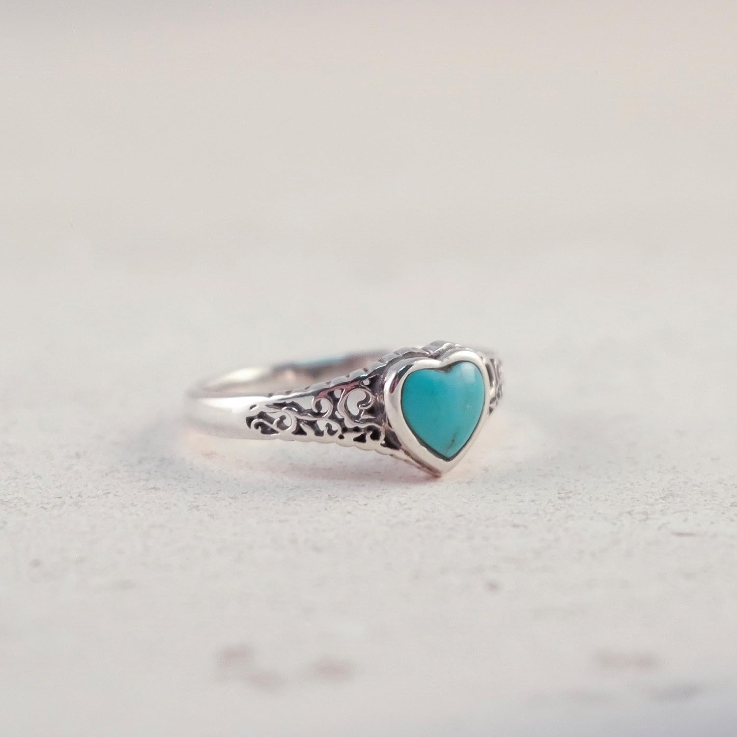Boma Jewelry Sterling Silver Turquoise Heart Ring