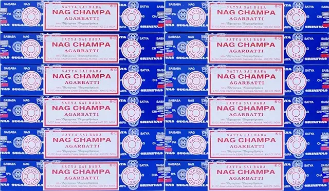 Satya Nagchampa Bâtonnets d'Encens - 12 Paquets de 15g - Encens en Bâtonnet