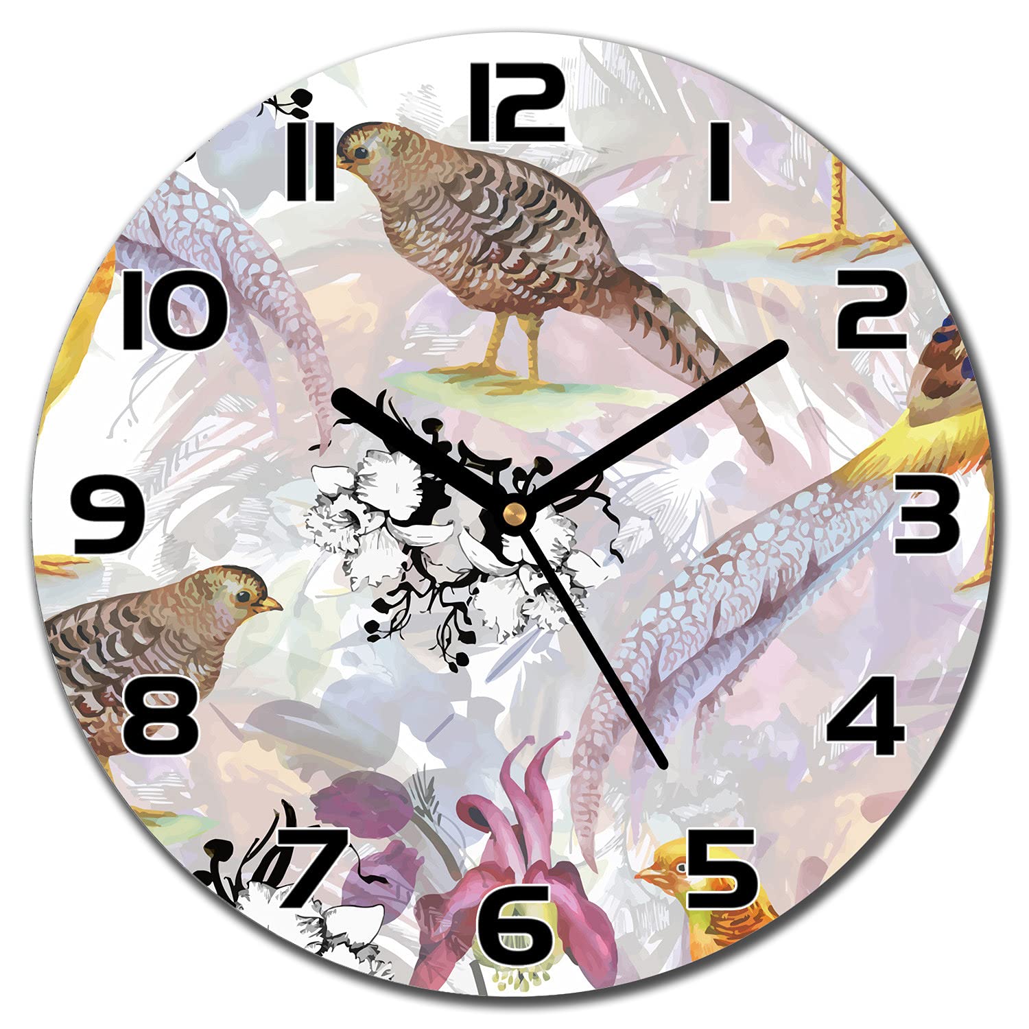 Horloge en verre murale pour cuisine et salon, décoration moderne Coloray au motif nature