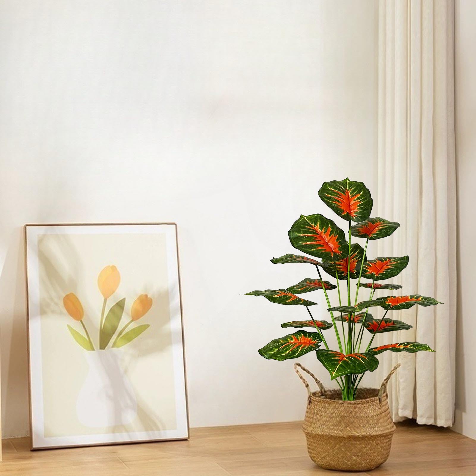 Pianta Finta Banana | Albero Artificiale 80cm Con Vaso | Decorazione Per Casa, Ufficio E Giardino - Foto 4